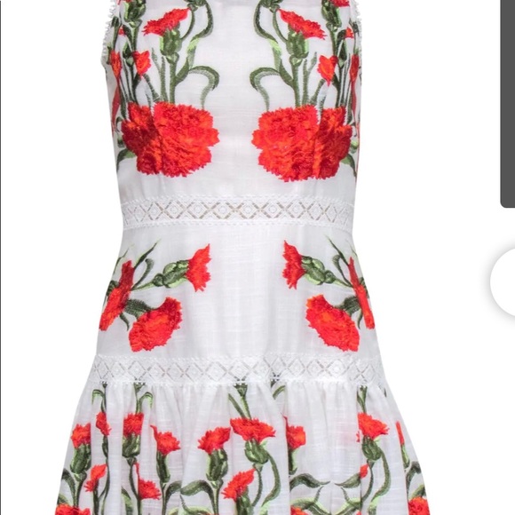 Alexis white mini dress with red florals - Picture 4 of 5